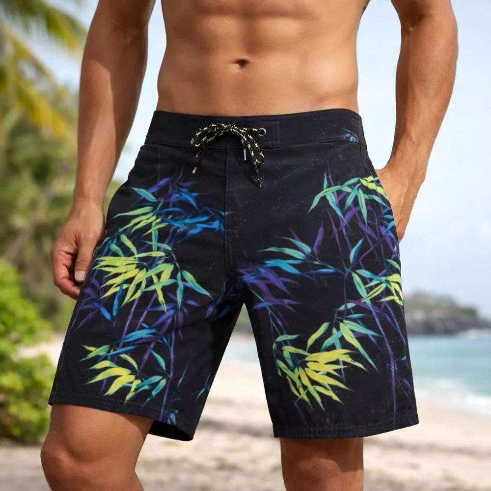 Billabong Boardshorts Slim 30 Black Bamboo Print Surf Core Spring Swim